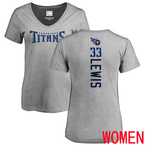 Tennessee Titans Ash Women Dion Lewis Backer NFL Football #33 T Shirt->nfl t-shirts->Sports Accessory